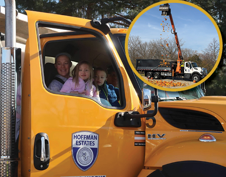 Woman and children in a truck